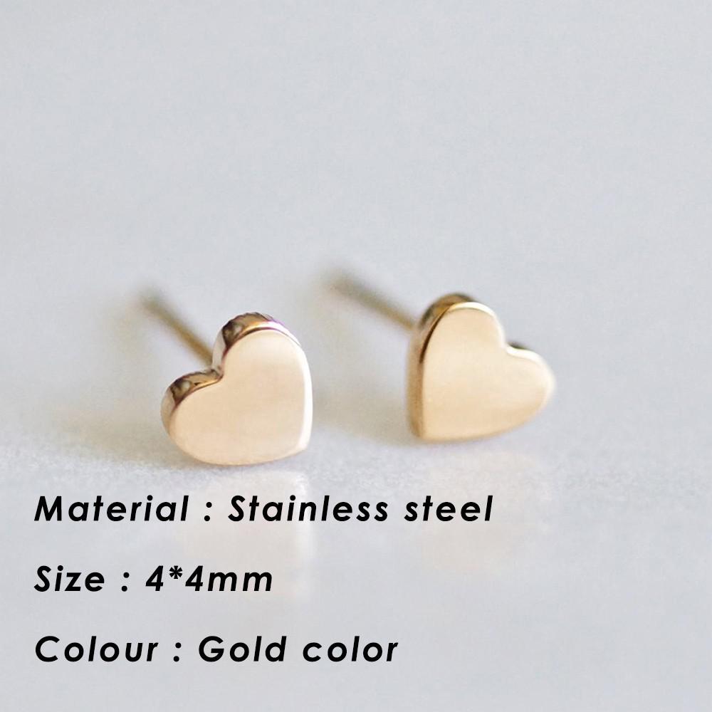 Small Heart Stainless Steel Stud Earrings for Women Girl Not Fade Gold Color Tiny Earrings Korea Fashion Jewelry Piercing Ear