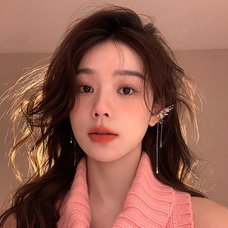 Exquisite Fairy Butterfly Tassel Ear Clips Angel Ear Bone Clip Earring Elf Female No Ear Hole Ear Cuff Fashion Hanging Earring