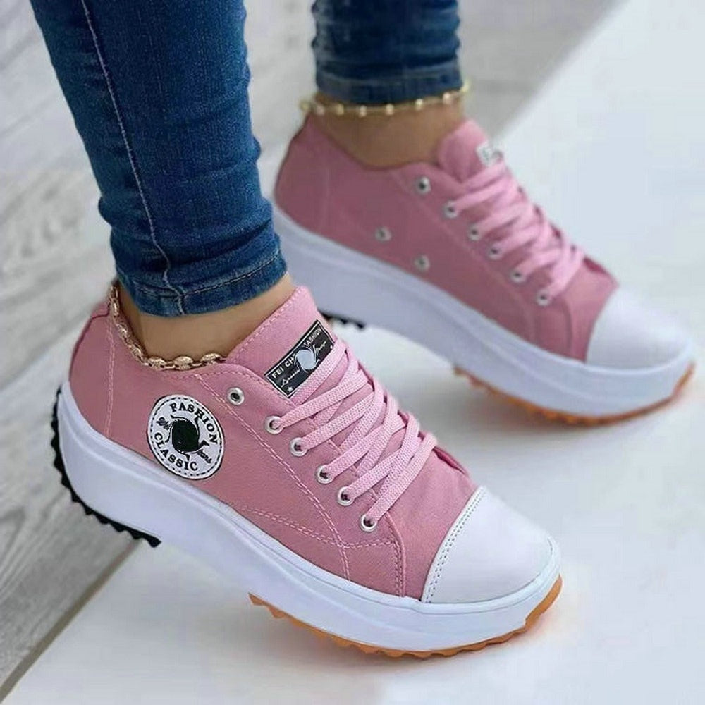 Women Pattern Canvas Sneakers Woman Casual Shoes 2023 Girls Sneakers Ladies Shoes Flat Lace-Up Zapatillas Mujer Chaussure Femme