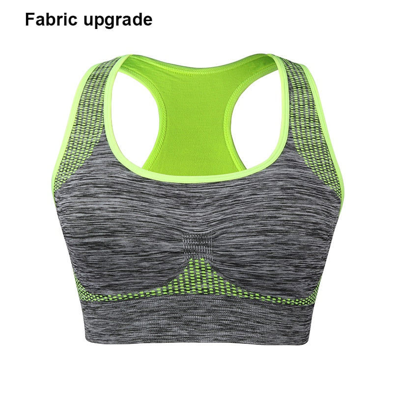 Shockproof Quick Dry Sports Bra Women Padded Gather Yoga Bra Push Up Gym Running Bra Seamless Workout Fitness Bra Top
