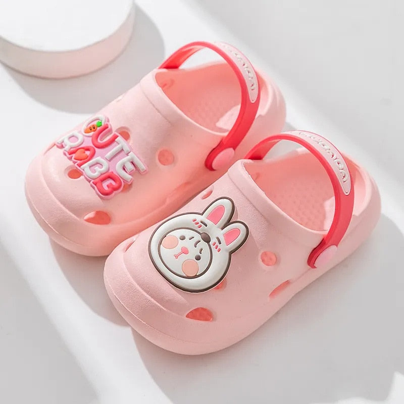 Summer New Children's Cold Slippers Indoor Non -slip and Soft Bottom Comfort Cute Baby Hole Shoes, Boys and Girls Home Slippers