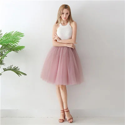 High Waist Tulle Midi Skirt