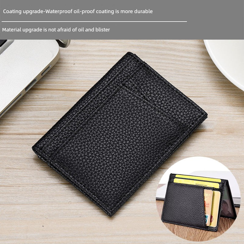 Ultra-Thin Genuine Leather Card Holder Men Driver's License Wallet Small and Simple Multi-Card Card Clip