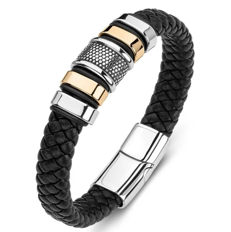 Business Style Leather Men’s Bracelet - Jeglowstore