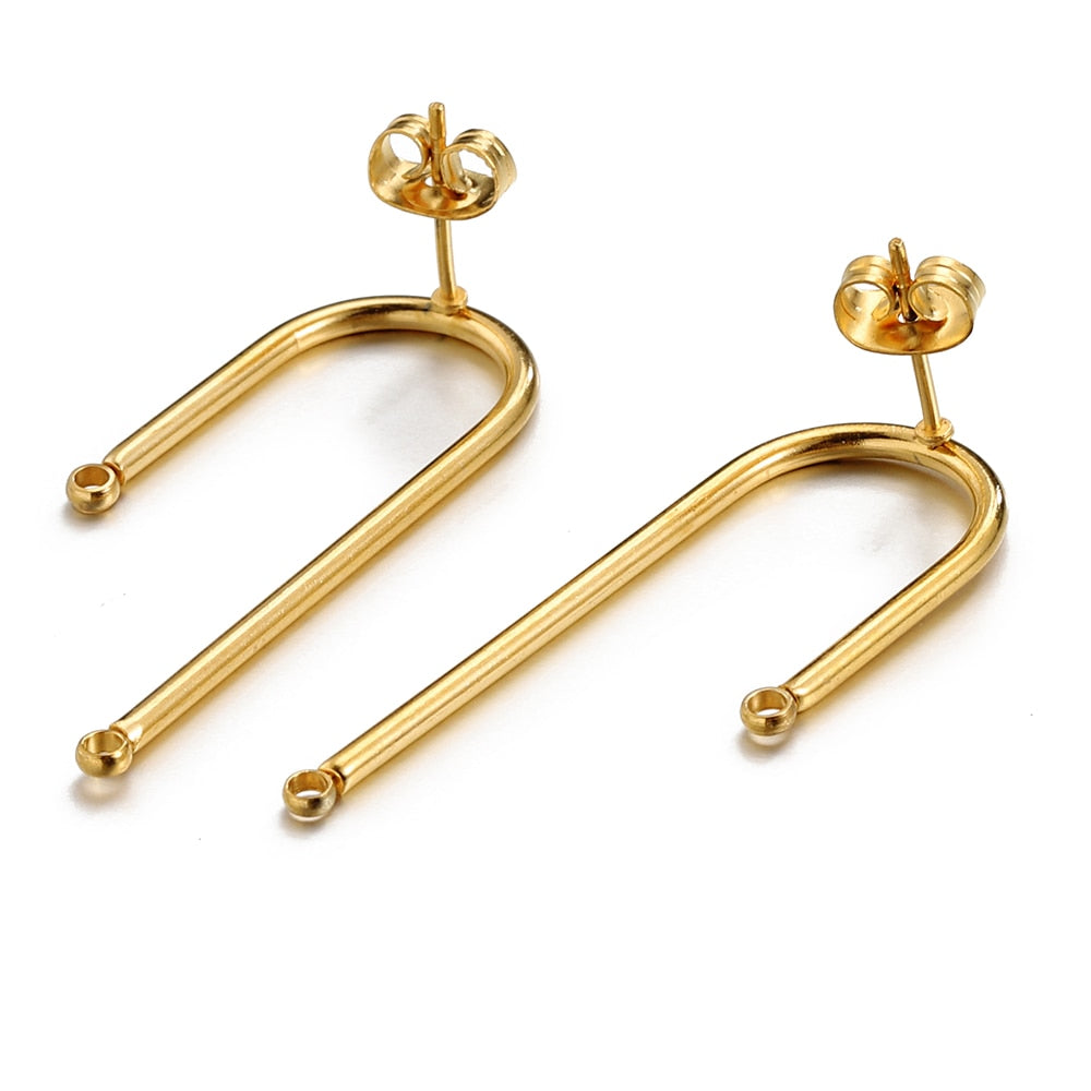 No Fade 10pcs Stainless Steel Ear Studs Earring Post Base Pins with Ear Backs Earplug for Earrings DIY Jewelry Making Components