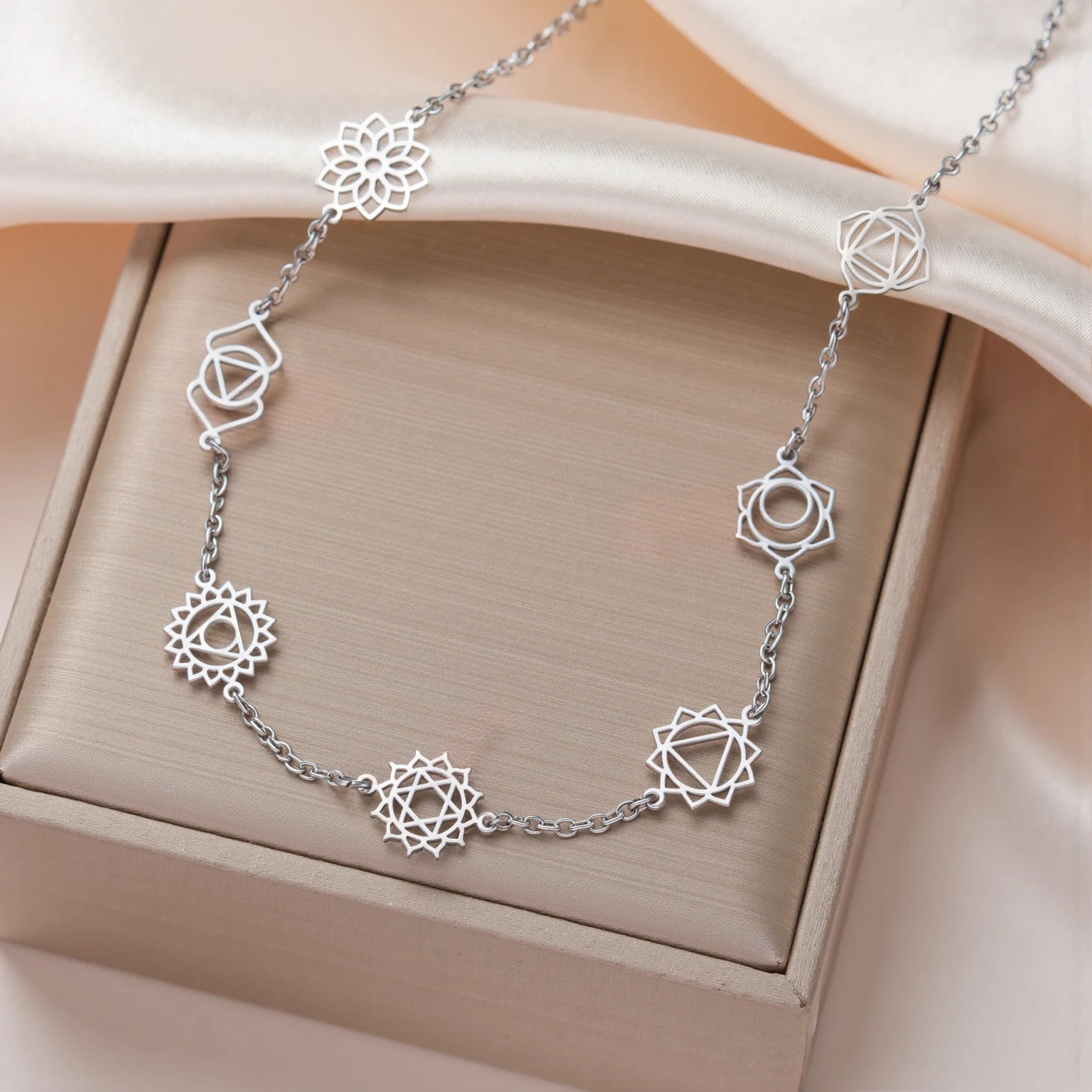 Gold Stainless Steel Chakra Meditation Necklace - Jeglowstore