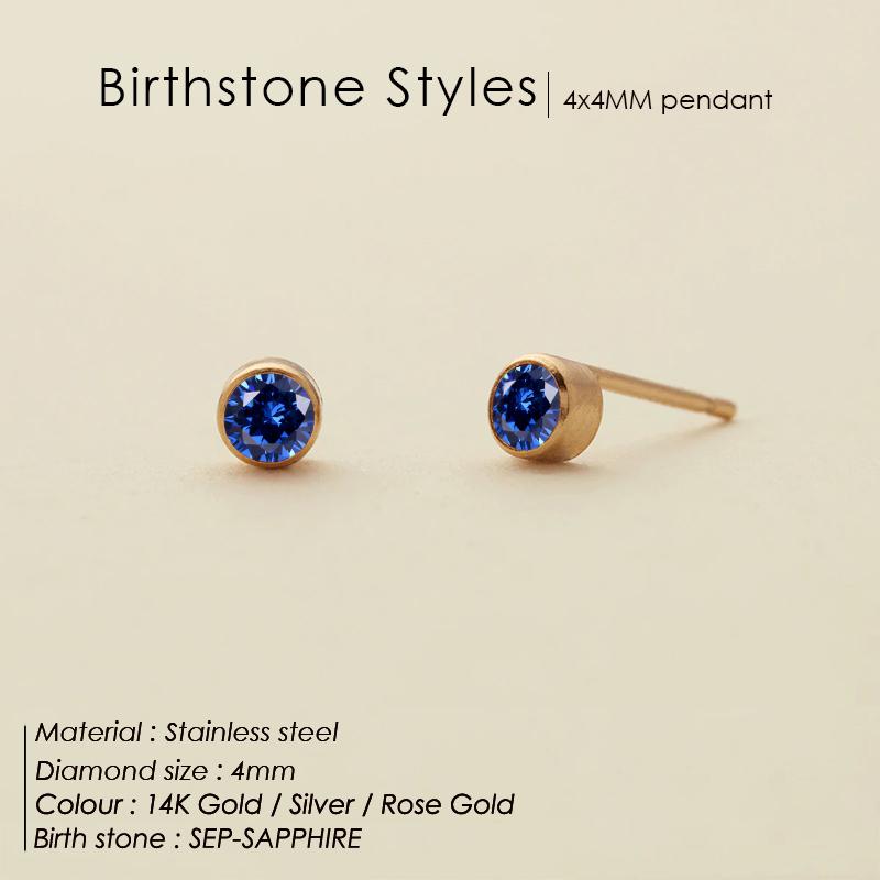 SUNIBI Stainless Steel Earrings for Women Birthstone Piercing Gun Gold Color Ear Stud Push-Back Piercing Gifts Jewelry Wholesale