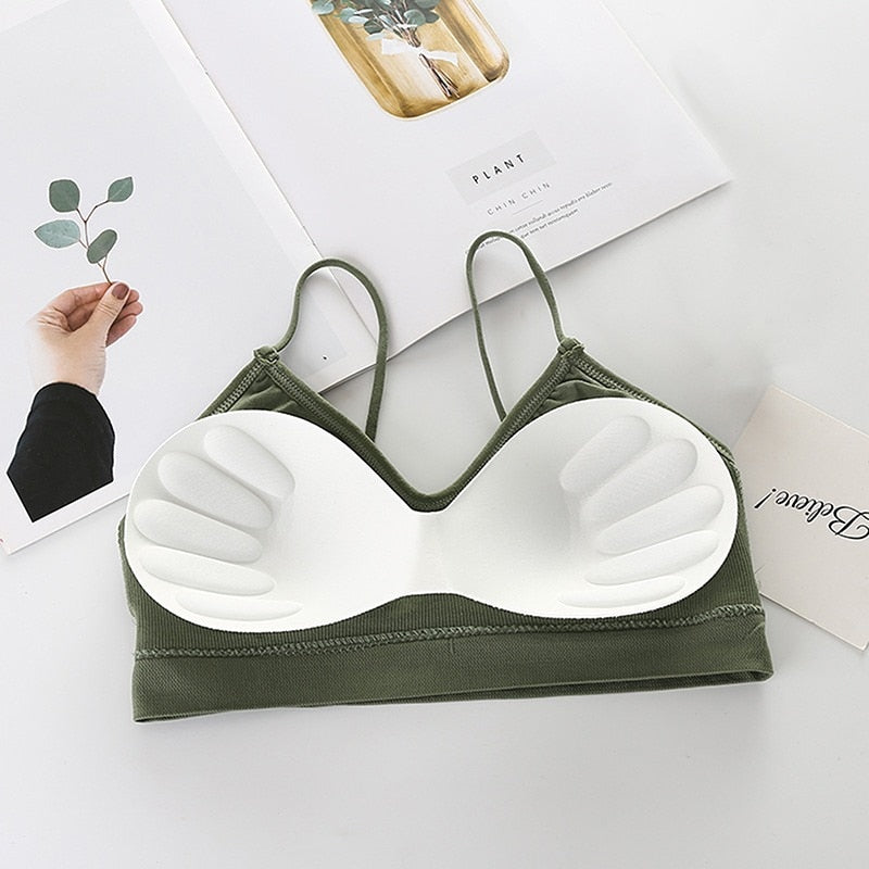 Women Sexy Crop Tops Sports Bra Female Tube Tops Sleeveless Camis Seamless Lingerie Tee Bra Bandeau Crop Top Tanks