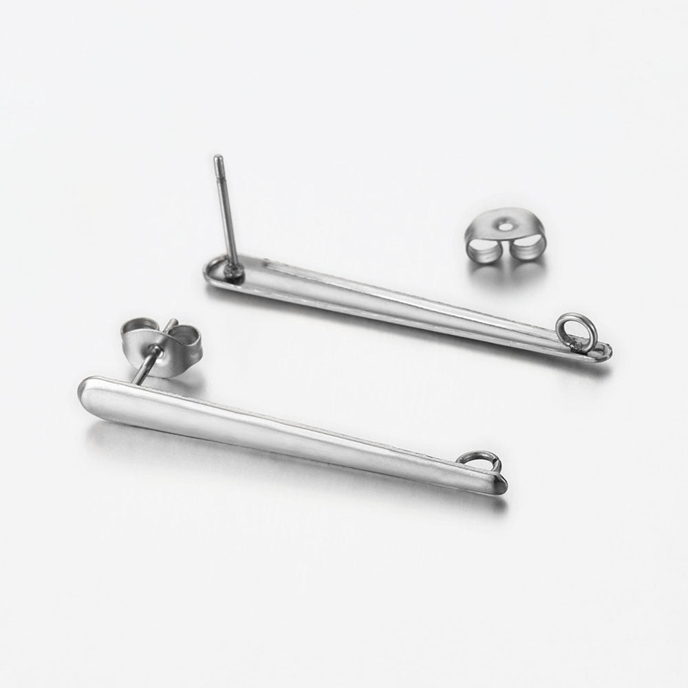 No Fade 10pcs Stainless Steel Ear Studs Earring Post Base Pins with Ear Backs Earplug for Earrings DIY Jewelry Making Components