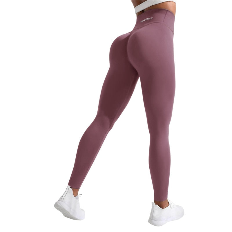 Sexy Crossed Waist Yoga Pants Women V-Waist Scrunch Butt Leggings Seamless Fitness Workout Push Up Tights Casual Sports Trousers