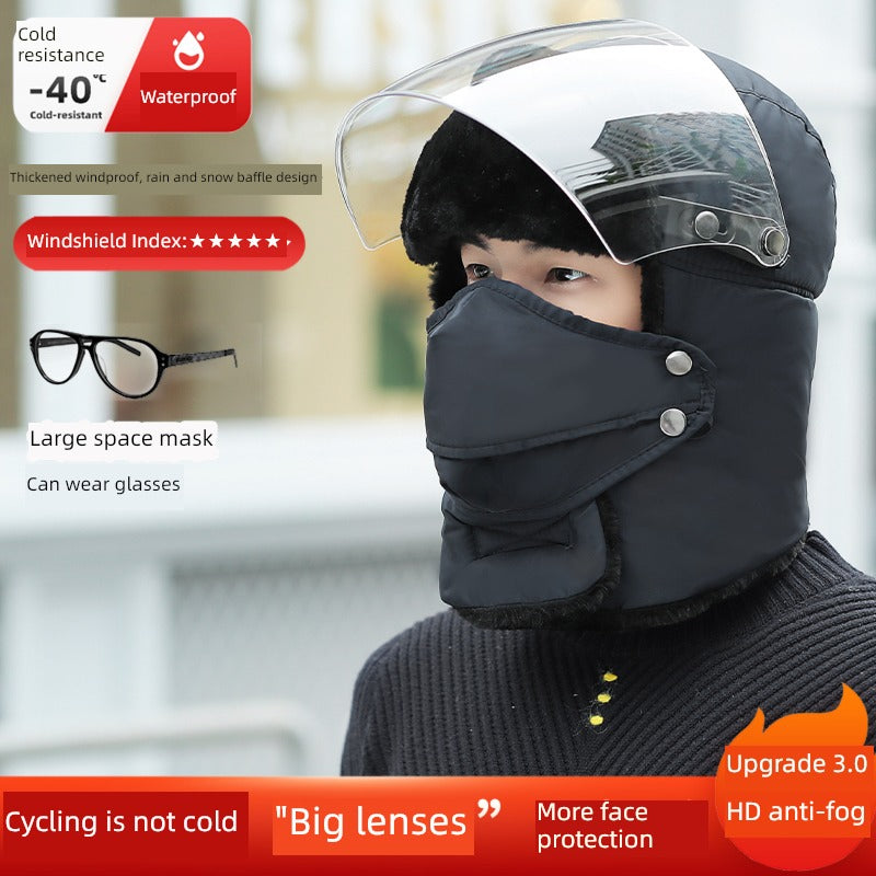 Women's Winter Cold-Proof Cycling Warm Artifact Eye Protection Hat