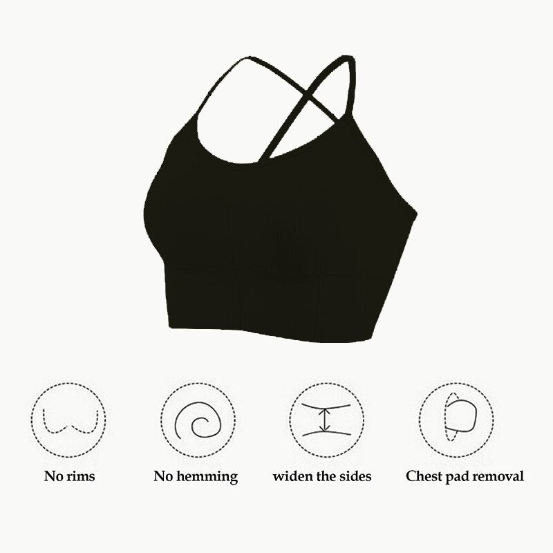Women Cross Strap Sports Bra Top Women Push Up Sport Bra Yoga Gym Crop Top Brassiere Fitness Top Sport Bra Breathable Bras