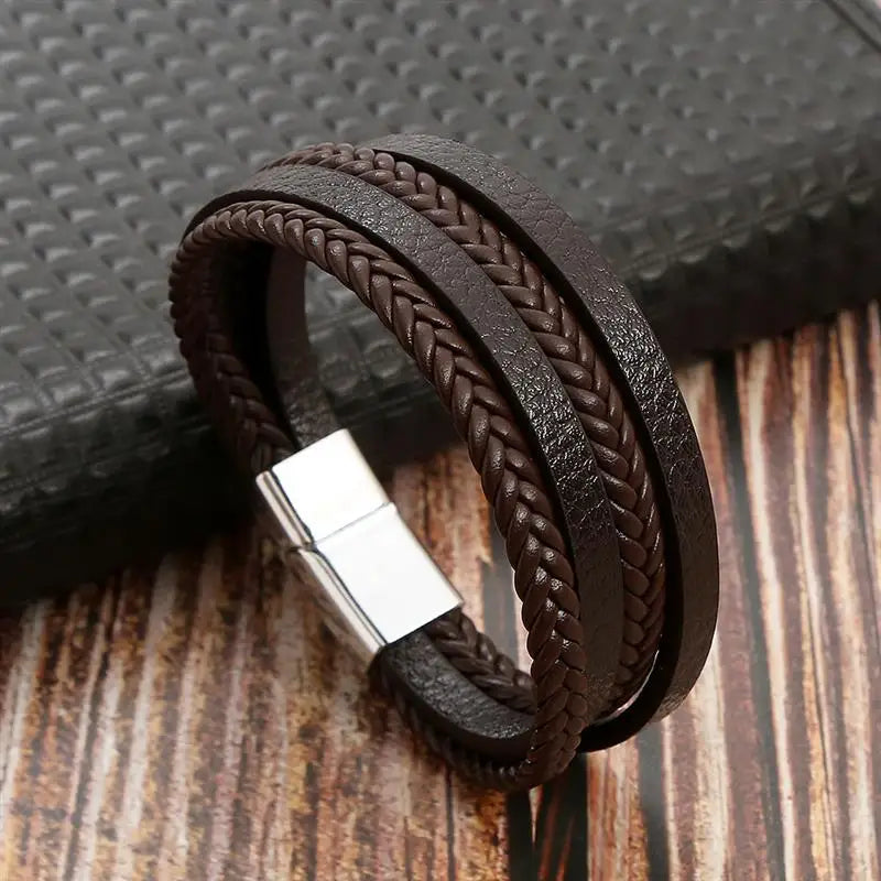Men’s Classic Handwoven Leather Bracelet - Jeglowstore