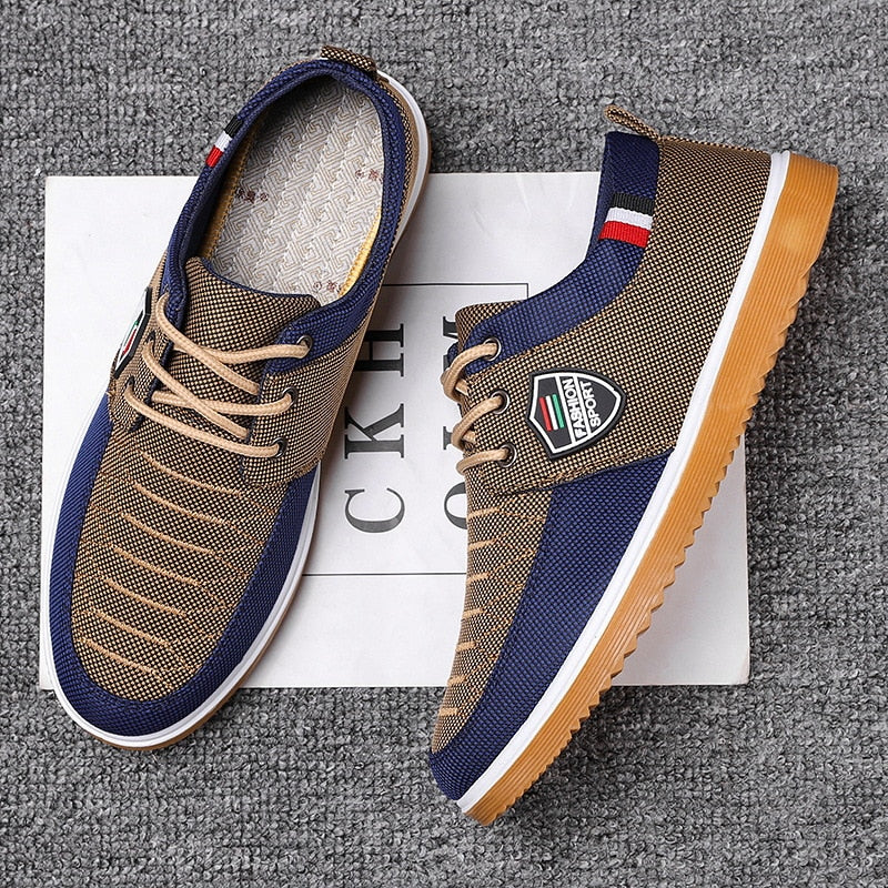 New Men's Canvas Shoes Lightweight Sports Shoes Casual Mesh  Breathable Vulcanized Shoes Classic Fashion Lace Up Work Shoes 2023