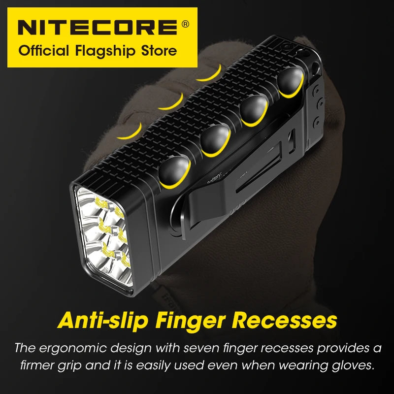 NITECORE TM12K Tactical Flashlight Powerful USB-C Rechargeable Super Bright 18W QC Searchlight CREE XHP50, 21700 Li-ion Battery