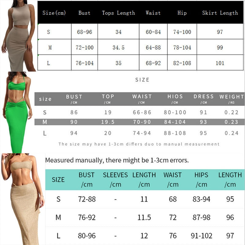 Two Piece Skirt Set Women's Suit y2k Clothes Summer 2023 Sexy Outfit Cropped Top and Split Skirt Chic Elegant Female Clothing