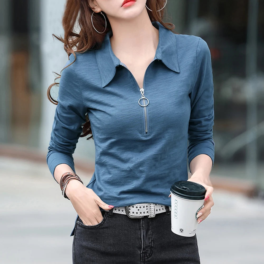 Women’s Spring Cotton Polo Shirt - Jeglowstore