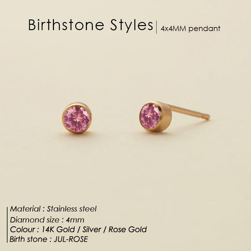SUNIBI Stainless Steel Earrings for Women Birthstone Piercing Gun Gold Color Ear Stud Push-Back Piercing Gifts Jewelry Wholesale