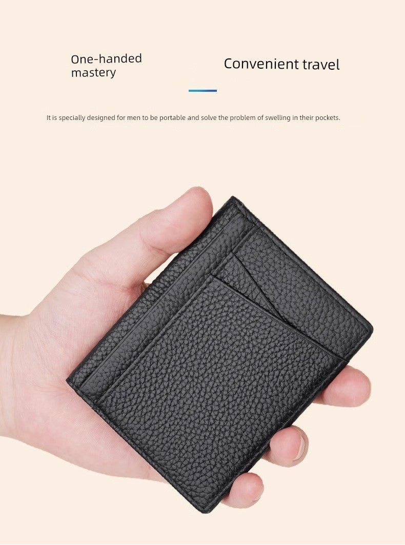 Ultra-Thin Genuine Leather Card Holder Men Driver's License Wallet Small and Simple Multi-Card Card Clip