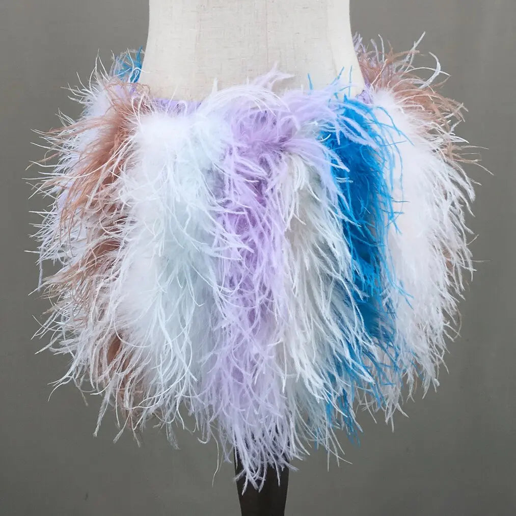 Ostrich Feather Mini Skirt - Jeglowstore