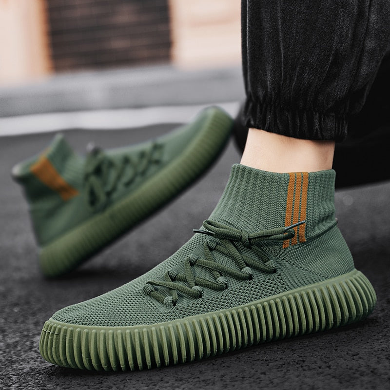 Fujeak Fashion Men Sneakers Mesh Breathable Casual Shoes Mens Outdoor Sport Shoes Lightweight Vulcanize Shoes Walking Sock Boots