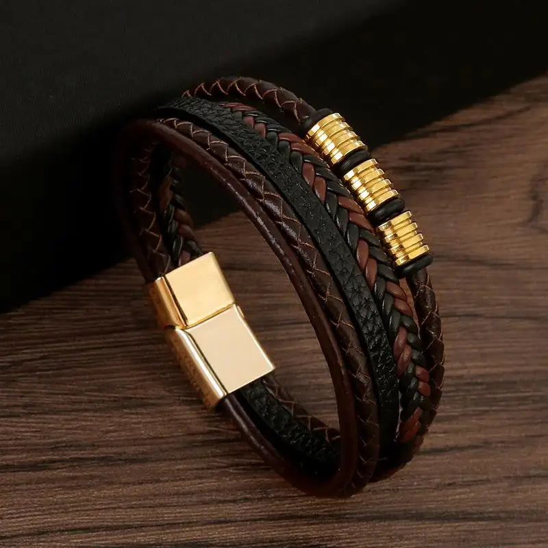 Men’s Classic Handwoven Leather Bracelet - Jeglowstore