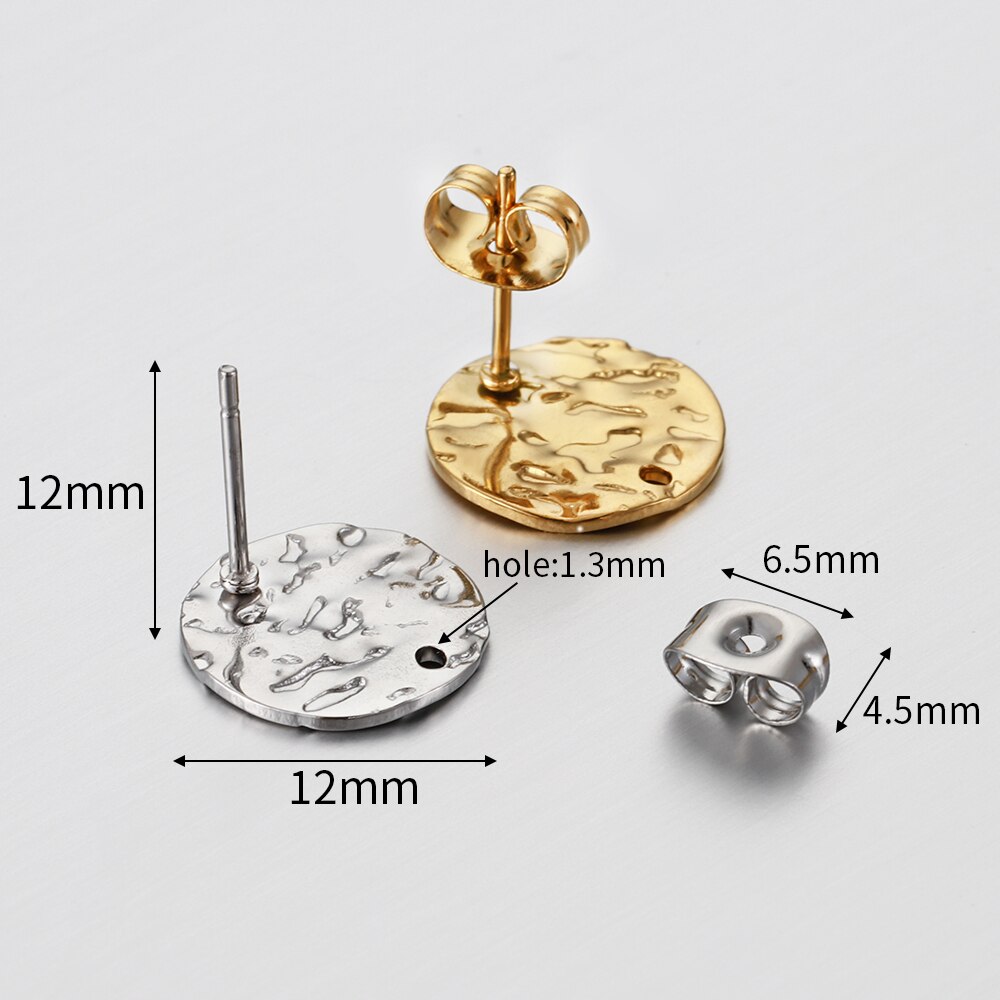 No Fade 10pcs Stainless Steel Ear Studs Earring Post Base Pins with Ear Backs Earplug for Earrings DIY Jewelry Making Components