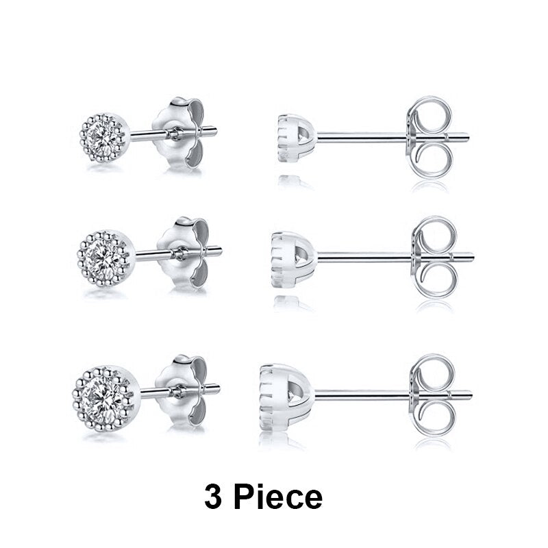 CANNER Aros 18K Gold Plated Earring Set 925 Sterling Silver Small Ear Bone Piercing Earrings For Women 3PCS Jewelry Accessories