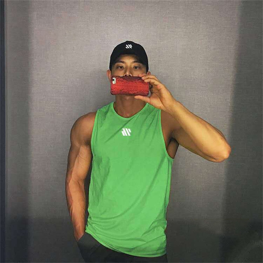 Men's Summer Gym Shirt Street High Quality Sleeveless T-shirts For Men Tank Tops Workout Fitness Singlets Sport Vest Clothing