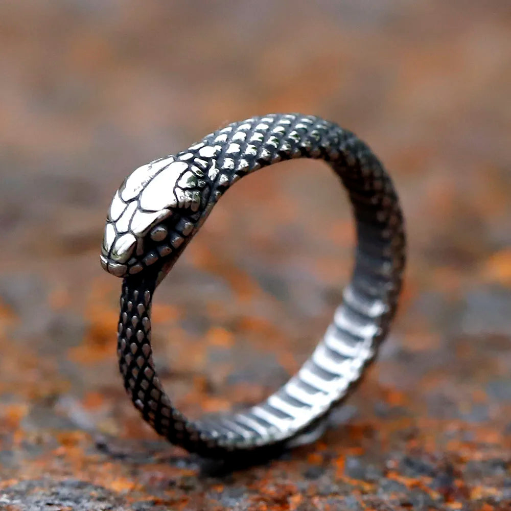 Men’s Viking Snake Head Stainless Steel Ring - Jeglowstore