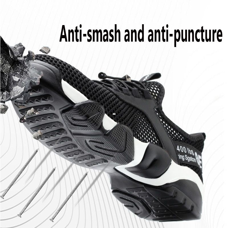 New Men Steel Toe Work Safety Shoes Lightweight Breathable Reflective Casual Sneaker Prevent Piercing Women Protective Boots 48