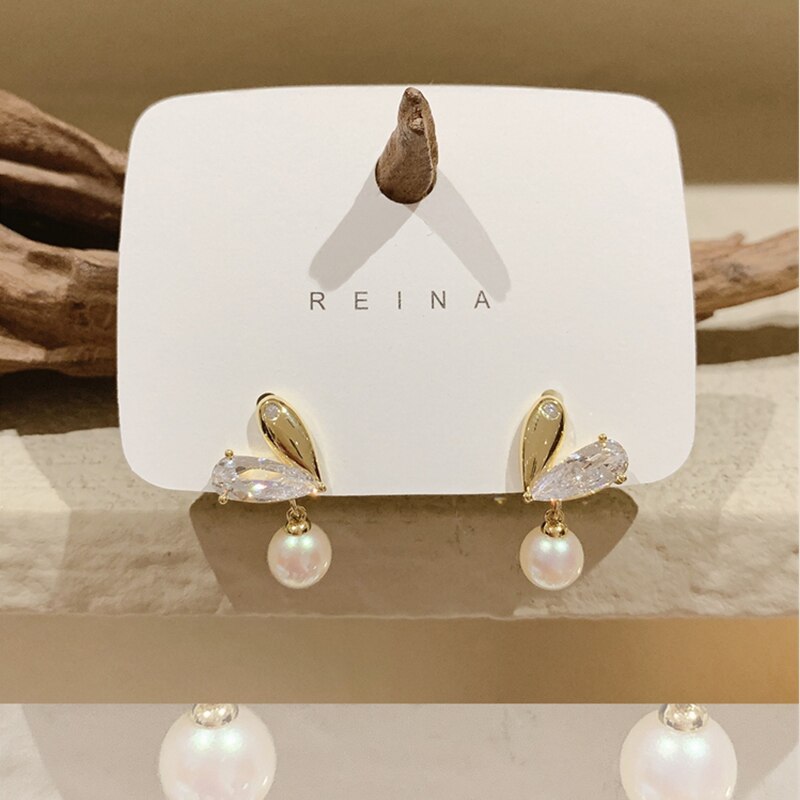 Fashion Rhinestone Stitching Heart Small Stud Earrings Pink Girls Daily Wear Earrings Girl Gift Jewelry 2022