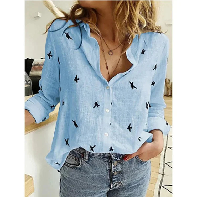Women’s Spring Autumn Linen Shirt - Jeglowstore