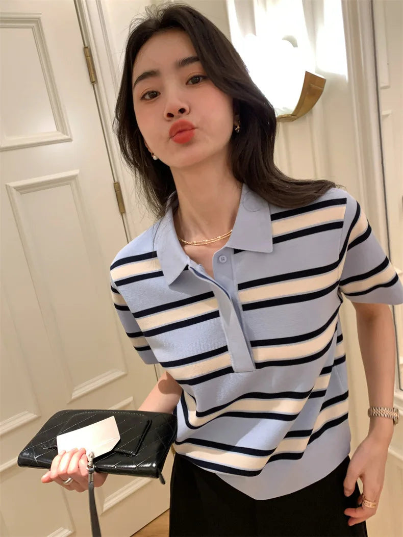 Women’s Classic Polo Knit Pullover - Jeglowstore