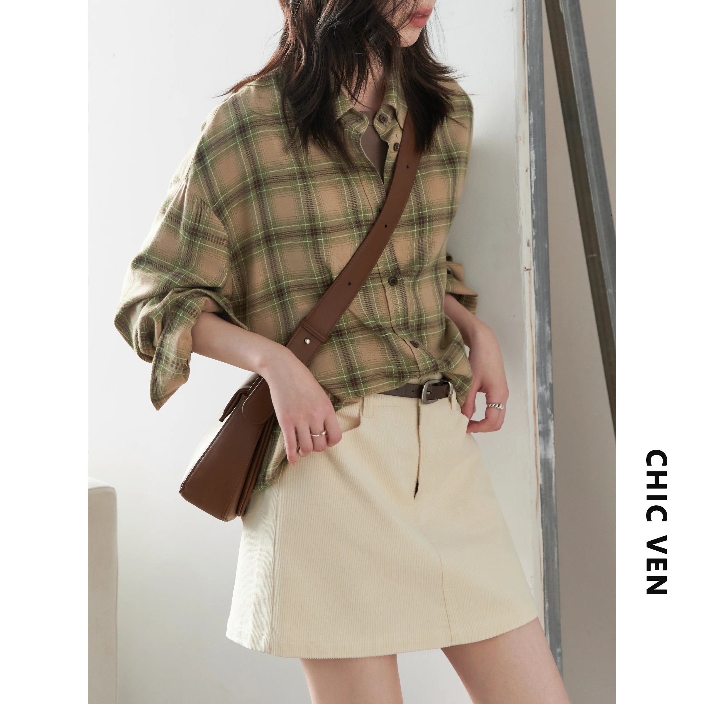 Retro High Waist Corduroy A-Line Skirt - Jeglowstore