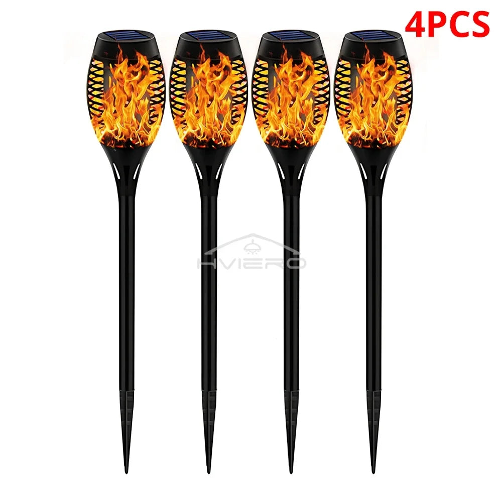 1/2/4/6/8/10/12X Solar Flame Torch Lights 12LED Flickering Waterproof Garden Decoration Outdoor Lawn Path Yard Patio Floor Lamp - Jeglowstore