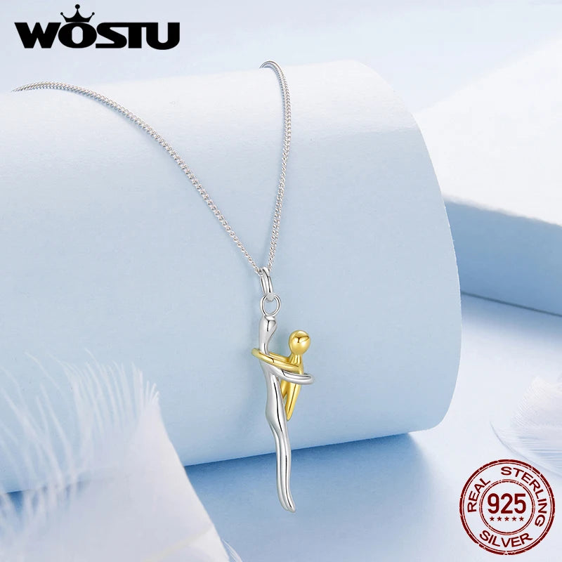 Two-Tone Mom & Child Sterling Silver Necklace - Jeglowstore