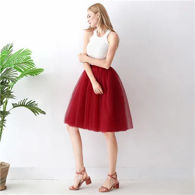 High Waist Tulle Midi Skirt