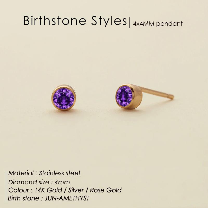 SUNIBI Stainless Steel Earrings for Women Birthstone Piercing Gun Gold Color Ear Stud Push-Back Piercing Gifts Jewelry Wholesale