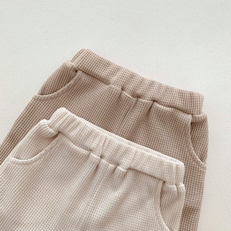 MILANCEL 2023 Summer Baby Clothing Set Waffle Bear Tee and Shorts 2 Pcs Suits Baby Girls Clothes Set