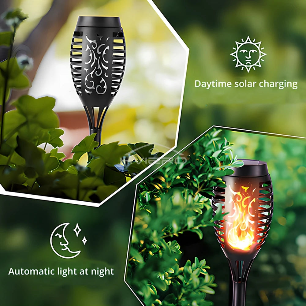 1/2/4/6/8/10/12X Solar Flame Torch Lights 12LED Flickering Waterproof Garden Decoration Outdoor Lawn Path Yard Patio Floor Lamp - Jeglowstore