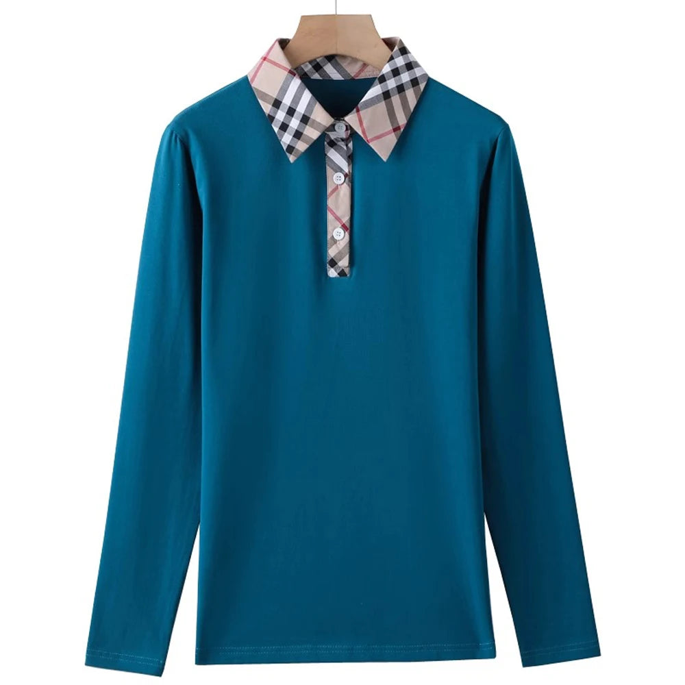 Women’s Plaid Polo Collar T-Shirt