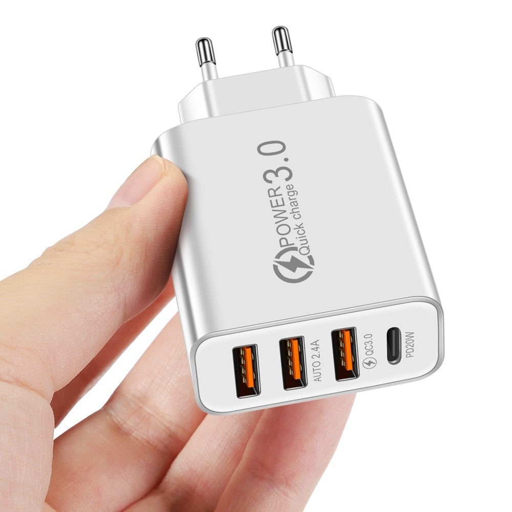 3USB Type C Power Adapter Wall Charger Fast Charging Phone Charger PD Power Adapter for Samsung Xiaomi iPhone QC3.0 Wall Phone