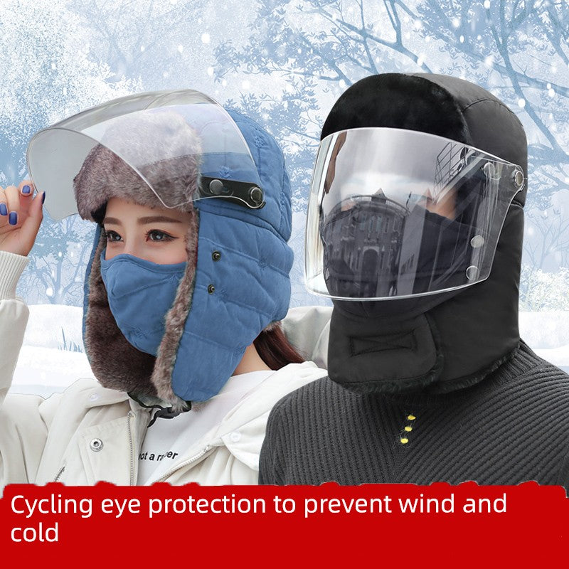 Women's Winter Cold-Proof Cycling Warm Artifact Eye Protection Hat
