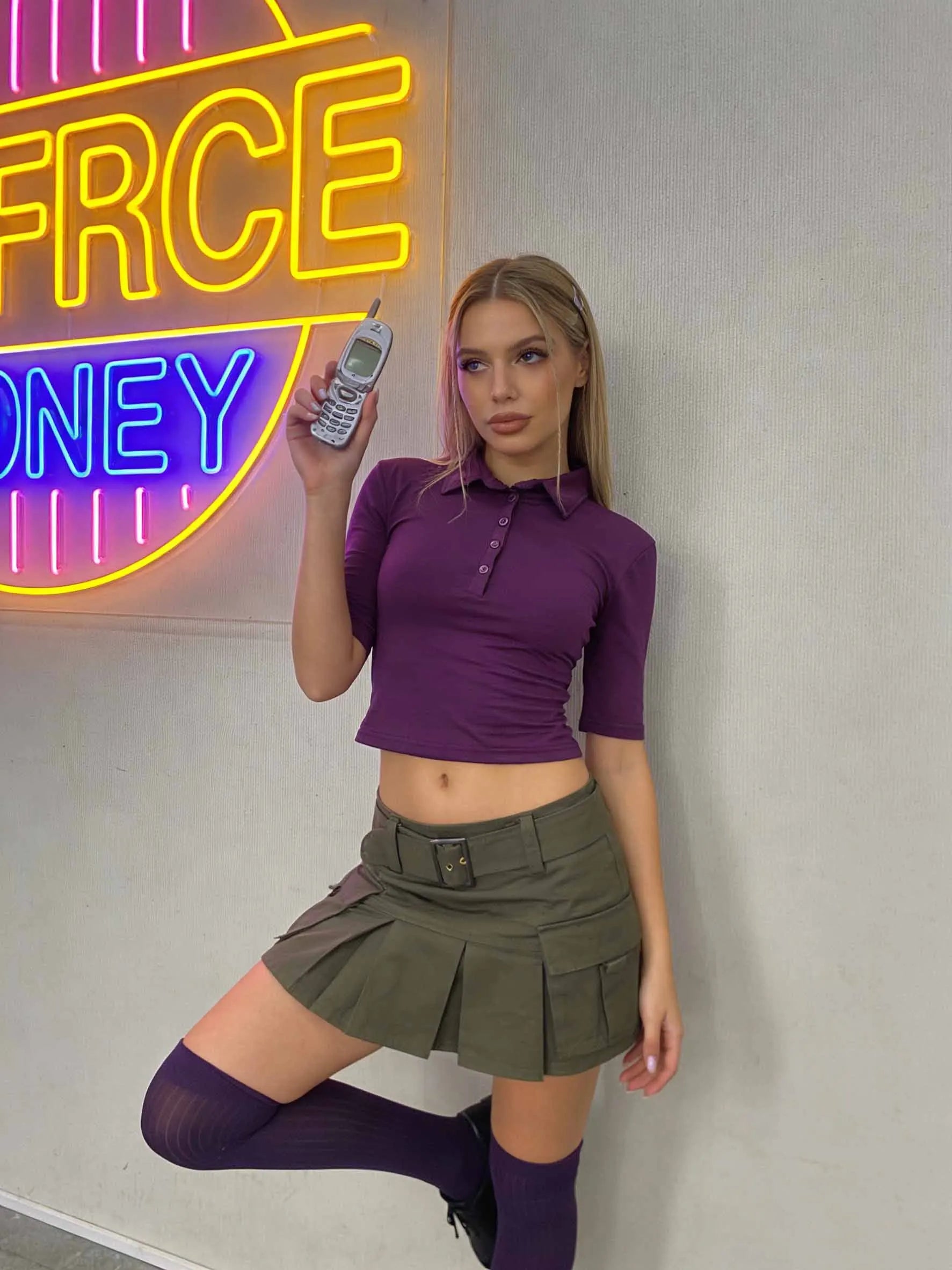 Women’s Button Collar Polo Crop