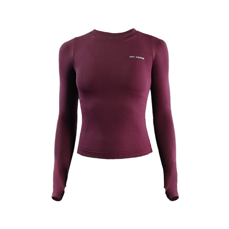 Women's Long Sleeve Top Yoga Shirts Running T-Shirt Workout Fitness Gym Sports Top Training Crop Top Solidcolor лонгслив женский