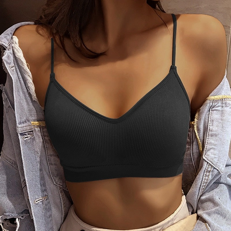 Women Sexy Crop Tops Sports Bra Female Tube Tops Sleeveless Camis Seamless Lingerie Tee Bra Bandeau Crop Top Tanks
