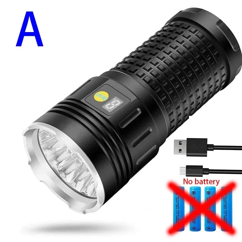 18 LED High Power Flashlight Super Bright Lantern USB Rechargeable High Lumen Torch Waterproof Strong Light Lamp Camping Outdoor