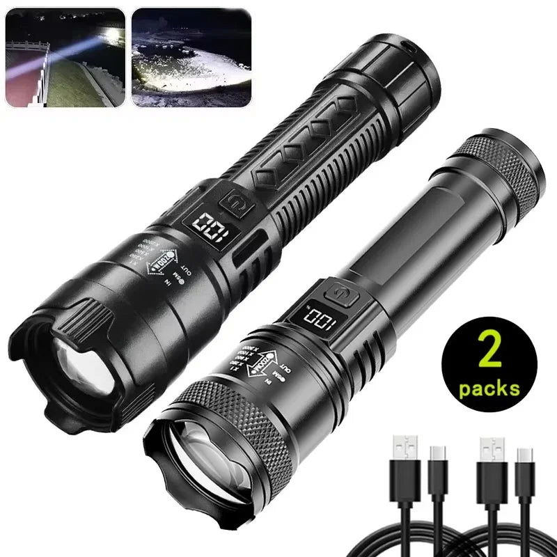 2000LM Ultra Bright P50 LED Flashlight Tactical EDC Emergency Spotlight Telescopic ZoomHandheld Torch  w/ 14500/18650 Battery