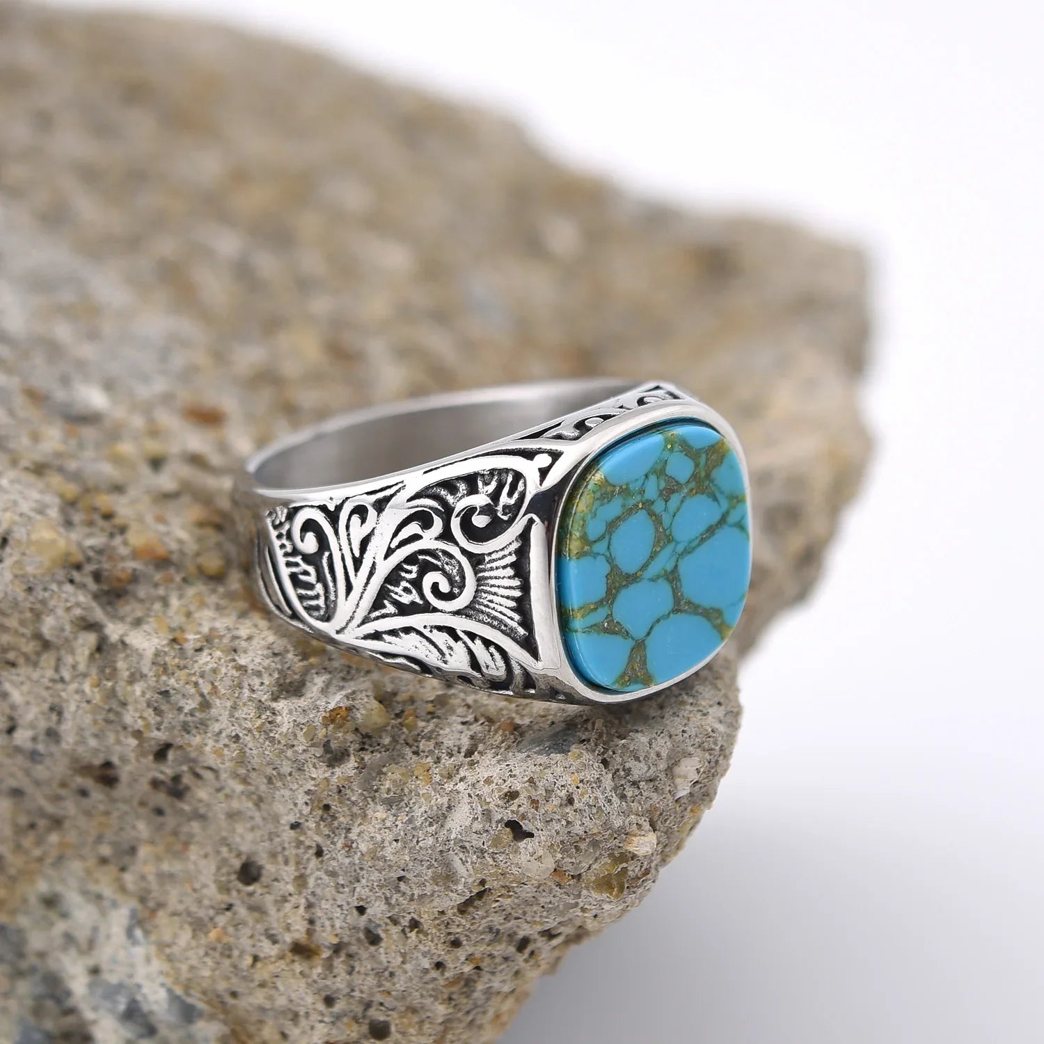 Men’s Multi-Color Stainless Steel Gemstone Ring - Jeglowstore